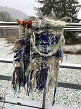 Load image into Gallery viewer, Winter Themed Handspun Woven Scarf
